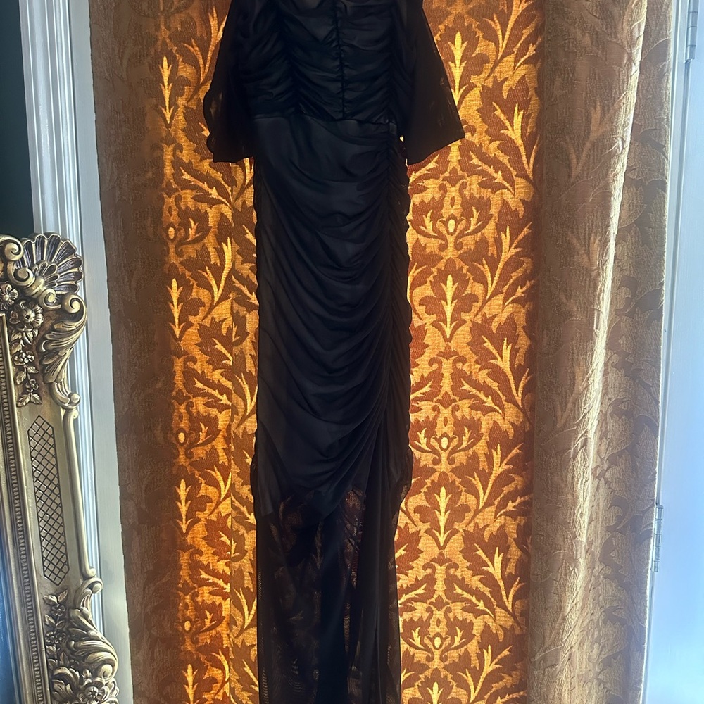 Sexy Black Evening Dress with Sheer Overlay